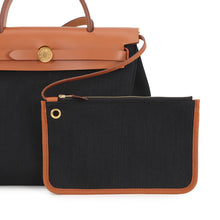 将图像加载到图库查看器中，HERMES Herbag zip Black/Natural Toile Military Vache Hunter Leather Size PM

