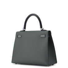 将图像加载到图库查看器中，HERMES Kelly Sellier tricolor Vert Mangrove/Vert Almond/Black Epsom Size 25
