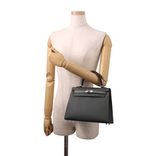 Load image into Gallery viewer, HERMES Kelly Sellier tricolor Vert Mangrove/Vert Almond/Black Epsom Size 25
