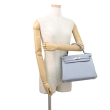 Load image into Gallery viewer, HERMES Kelly Retourne Blue Lin Togo Leather Size 28

