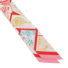 Load image into Gallery viewer, HERMES Fauve, a stamp enthusiast, Twilly White/Rose/RougeH64205S Silk100%
