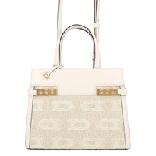 将图像加载到图库查看器中，Delvaux Tempête Crush Illusion 2-way Bag White/BeigeAA0636BSG0AEBDO Calf Leather JacquardCanvas Size PM
