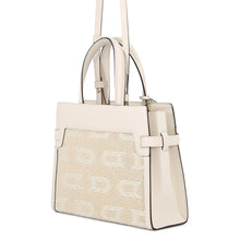将图像加载到图库查看器中，Delvaux Tempête Crush Illusion 2-way Bag White/BeigeAA0636BSG0AEBDO Calf Leather JacquardCanvas Size PM
