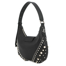 Load image into Gallery viewer, JIMMY CHOO Bar Hobo Bag BlackBARHOBOSQXB Leather Faux Pearl Size Small
