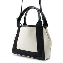 Load image into Gallery viewer, BALENCIAGA Navy Kabas White/Black390346 Canvas Leather Size XS
