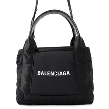 将图像加载到图库查看器中，BALENCIAGA Navy Kabas Black390346 Nylon Leather Size XS
