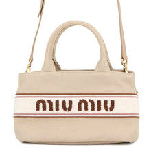 将图像加载到图库查看器中，MIUMIU Jacquard 2WAYBag Beige5BA253_2F68_F0065 Canvas
