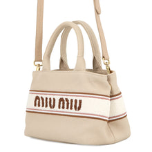将图像加载到图库查看器中，MIUMIU Jacquard 2WAYBag Beige5BA253_2F68_F0065 Canvas
