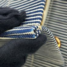 将图像加载到图库查看器中，CELINE Square Cabas Stripe Tote Bag Navy/Tan192802CHD.07AT Canvas Calf Leather
