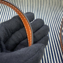 将图像加载到图库查看器中，CELINE Square Cabas Stripe Tote Bag Navy/Tan192802CHD.07AT Canvas Calf Leather
