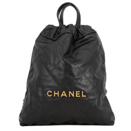 CHANEL CHANEL22 Backpack BlackAS3859 Shiny Calf Leather Size Small
