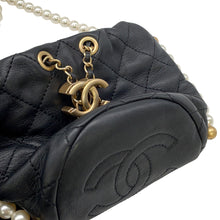 Load image into Gallery viewer, CHANEL Faux Pearl Drawstring Bag Shoulder Bag BlackAS2529 Lambskin

