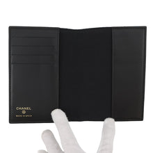 Load image into Gallery viewer, CHANEL CC Logo Passport Case Black Caviar Leather Rhinestone
