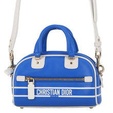 将图像加载到图库查看器中，Dior Vibe Bowling Bag Blue Leather Size micro
