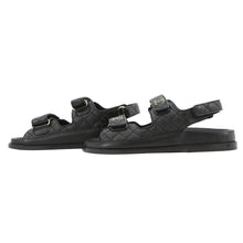 将图像加载到图库查看器中，CHANEL CC Logo Matelasse Sandals BlackG35927 Leather Size 38 C
