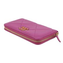 Load image into Gallery viewer, CHANEL 19 Small zip wallet PurpleAP0948 Lambskin
