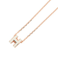 HERMES Pop Ash Necklace Size Mini White Lacquer Gold Plated
