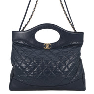 CHANEL CHANEL31 CHANEL31 Shopping Bag NavyAS1010 Aged Calf Leather Size Large