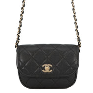 CHANEL Mini Round Flap Messenger Bag BlackAS2465 Grained Calf Leather Size 18