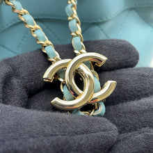 Load image into Gallery viewer, CHANEL Drawstring Drawstring Bag Matelasse ChainShoulder Light Blue Leather Size Mini
