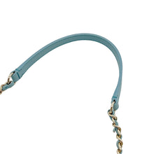Load image into Gallery viewer, CHANEL Drawstring Drawstring Bag Matelasse ChainShoulder Light Blue Leather Size Mini
