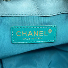 Load image into Gallery viewer, CHANEL Drawstring Drawstring Bag Matelasse ChainShoulder Light Blue Leather Size Mini
