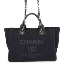 Load image into Gallery viewer, CHANEL Deauville Chain Tote BlackAS3257 Canvas Leather Size Small
