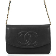 CHANEL CC Logo Chain Wallet BlackAP4653 Caviar Leather