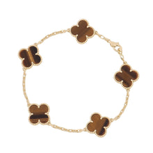 将图像加载到图库查看器中，Van Cleef &amp; Arpels Vintage Alhambra 5 Motif BraceletVCARD35600 18K Yellow Gold

