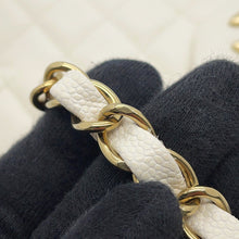 Load image into Gallery viewer, CHANEL Matelasse Double Flap Chain Shoulder Bag WhiteA01112 Caviar Leather Size 25

