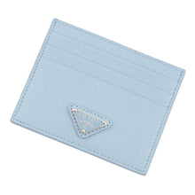 Load image into Gallery viewer, PRADA Saffiano Leather Triangle Card Holder Pale Blue1MC025_QHH_F0EMZ Saffiano LeatherLeather
