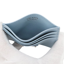 Load image into Gallery viewer, PRADA Saffiano Leather Triangle Card Holder Pale Blue1MC025_QHH_F0EMZ Saffiano LeatherLeather
