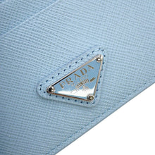 Load image into Gallery viewer, PRADA Saffiano Leather Triangle Card Holder Pale Blue1MC025_QHH_F0EMZ Saffiano LeatherLeather
