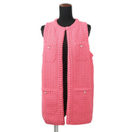 CHANEL COCO Button Vest Size 36 PinkP72795-K10459-NI363 Cotton80% Polyamide20%