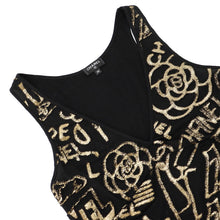 Load image into Gallery viewer, CHANEL Egyptian Collection Tank Top Size 38 Black/GoldP61889 Polyester 65% Polyamide 30% Polyurethane 5%
