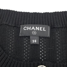 Load image into Gallery viewer, CHANEL CC Logo Button Rib Knit Vest Top Size 38 BlackP70420-K10048-94305 Cotton98% Polyurethane1% Polyamide1%
