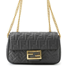 将图像加载到图库查看器中，FENDI Baguette Chain Midi Shoulder Bag Dark Gray8BR793AH9CF1IV7 Leather
