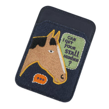 Load image into Gallery viewer, HERMES Card Case Magsafe Eman “Stole Number” BlueNavy/Multicolor Swift Leather Felt
