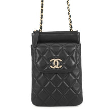 Load image into Gallery viewer, CHANEL Matelasse ChainShoulder phone case Black Lambskin
