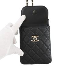 Load image into Gallery viewer, CHANEL Matelasse ChainShoulder phone case Black Lambskin
