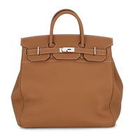 HERMES HAUT A COURROIES Gold Togo Leather Size 40