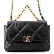 CHANEL CHANEL19 CHANEL19 Matelasse Shoulder Bag BlackAS1161 Shiny Lambskin