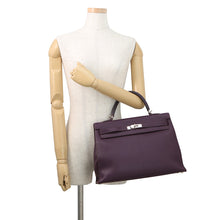 Load image into Gallery viewer, HERMES Kelly Sellier Cassis Chevre LeatherChevre Coromandel Goatskin Size 35
