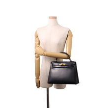 将图像加载到图库查看器中，HERMES Kelly Sellier Navy Box Calf Leather Size 28
