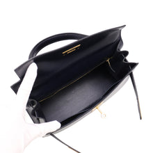 将图像加载到图库查看器中，HERMES Kelly Sellier Navy Box Calf Leather Size 28
