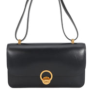 HERMES Ring Shoulder Bag Navy Box Calf Leather