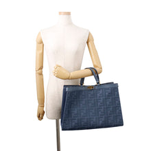 Load image into Gallery viewer, FENDI Zucca X Tote Blue8BH374 Canvas Calf Leather Size Medium
