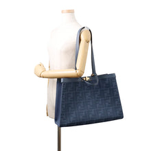Load image into Gallery viewer, FENDI Zucca X Tote Blue8BH374 Canvas Calf Leather Size Medium
