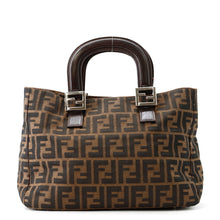 将图像加载到图库查看器中，FENDI Zucca Handbag Khaki/Brown26693 Canvas Leather
