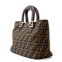 将图像加载到图库查看器中，FENDI Zucca Handbag Khaki/Brown26693 Canvas Leather
